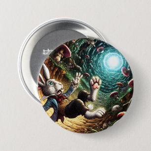 Panicked Bunny Falling Down The Rabbit Hole 3 Inch Round Button