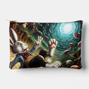 Panicked Bunny Falling Down The Rabbit Hole Accessory Pouch