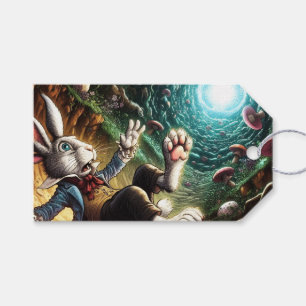 Panicked Bunny Falling Down The Rabbit Hole Gift Tags
