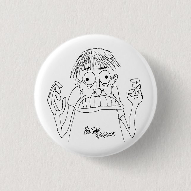 panicky cartoon character 1 inch round button (Front)