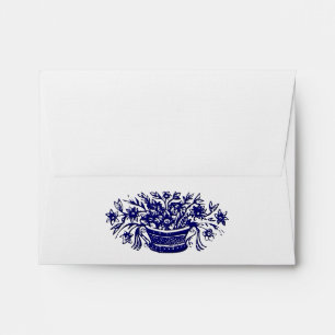 Panier à fleurs bleues, boiseries, enveloppe d'adr