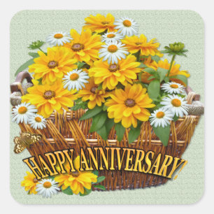 Panier à fleurs ~ Sticker Carré