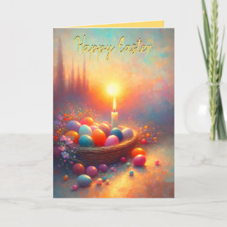 Panier de bougie de Pâques plié Carte de vacances