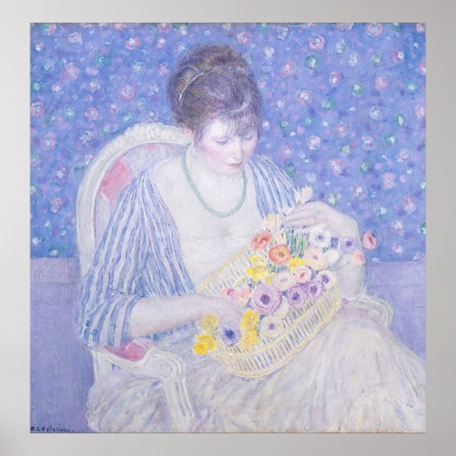 Panier de fleurs - Poster d'art fine F C Frieseke (Devant)