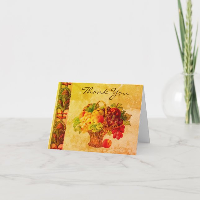 Panier de fruits d'art vintage Carte de remercieme (Devant)