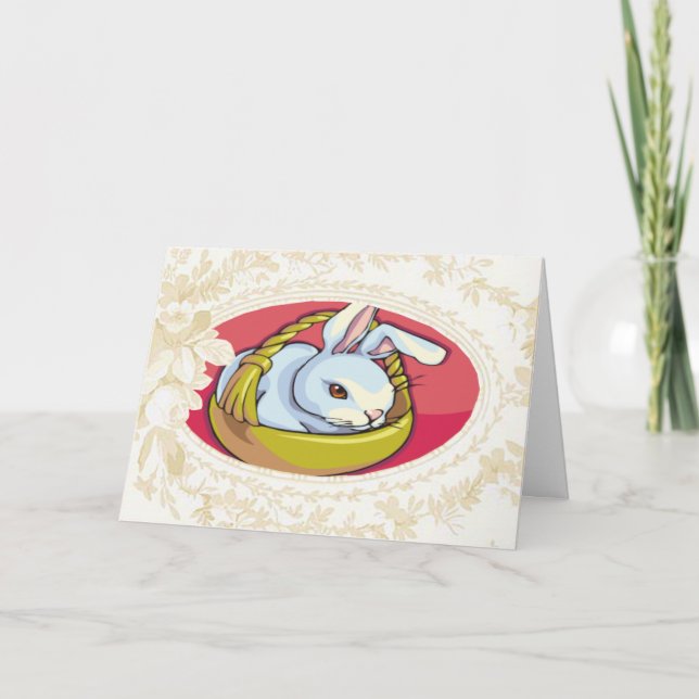 Panier de lapin Carte de Pâques (Devant)
