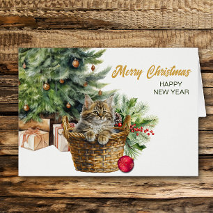 Panier de Noël en osier de chat en coton Maine