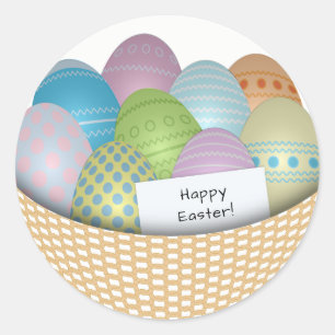 Panier de Pâques avec Sticker rond aux oeufs color