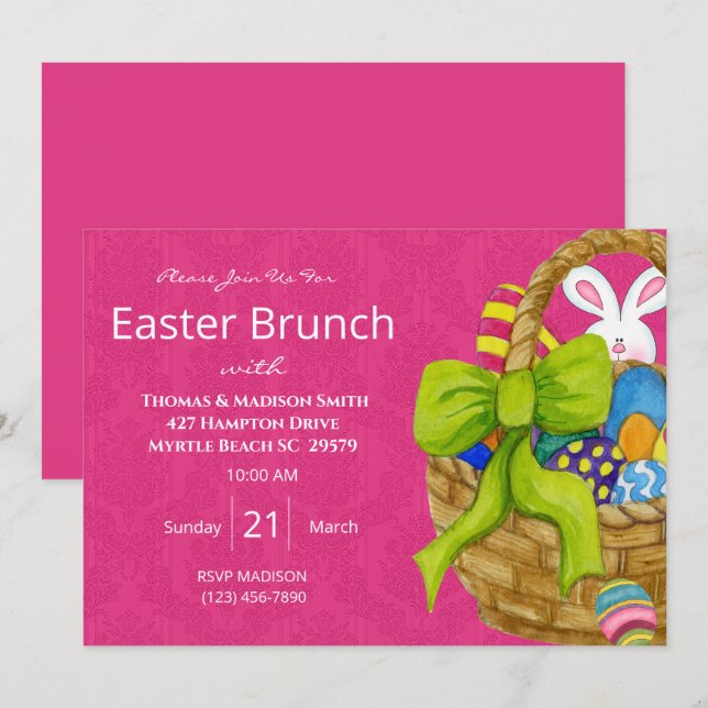 Panier de Pâques coloré Brunch Invitation (Devant / Derrière)
