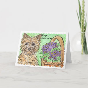 Panier de pensées de carte de joyeux anniversaire