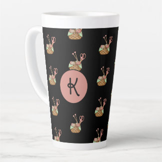 Panier de tricot Motif Monogramme Latte Mug