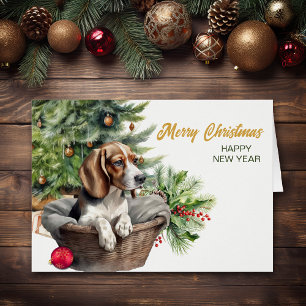 Panier en osier pour chien beagle arbre de Noël