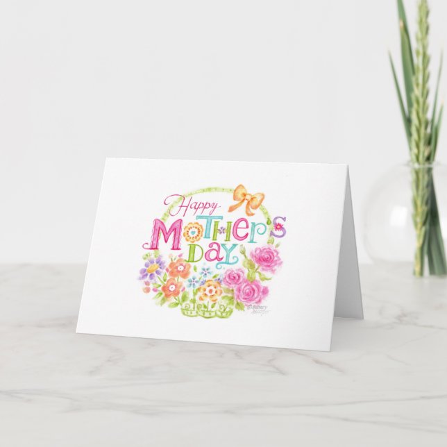 Panier Fleur de Fête des Mères Belle carte brillan (Devant)