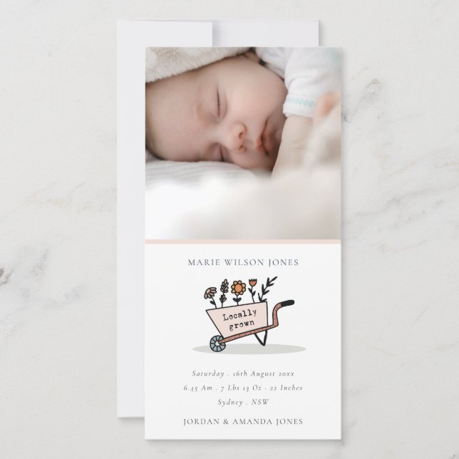 Panier floral flush Photo Faire-part de naissance  (Devant)