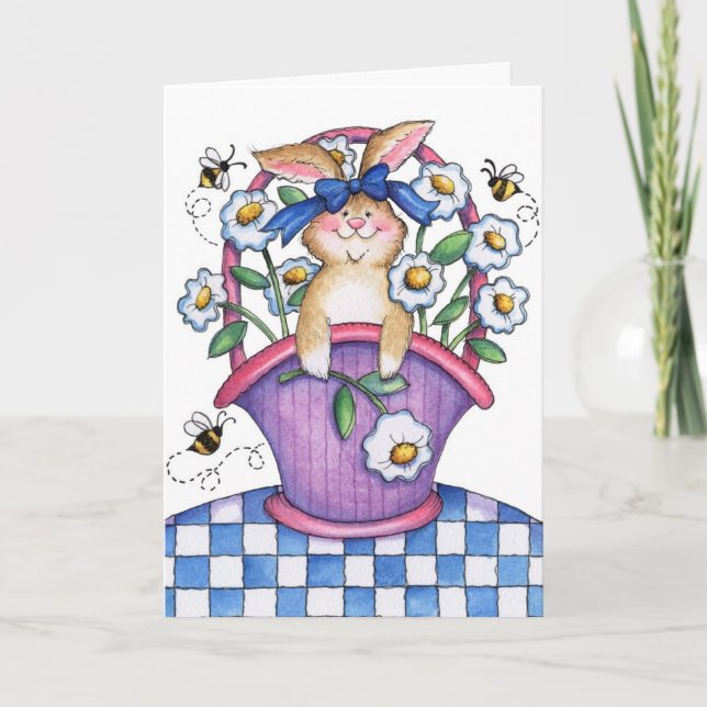 Panier lapin - Carte de voeux (Devant)