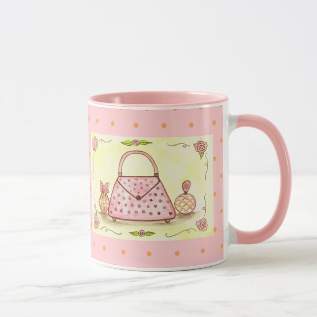 Panier rose Parfum Bouteille Café Mug (Droite)