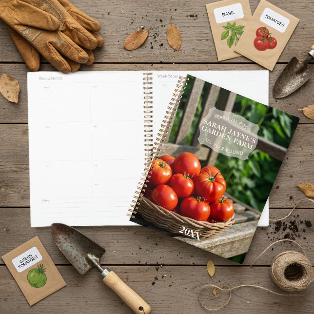 Panier rustique de tomates Accueil Jardin Agrandis (Personalized planner for gardeners. If you harvest tomatoes, this planner is just for you too)