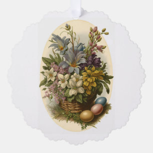 Panier vintage De Fleurs Papier Carte Ornament