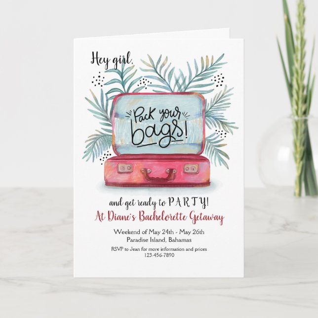 Panier vos sacs Bachelorette Fête Invitations Plie (Devant)