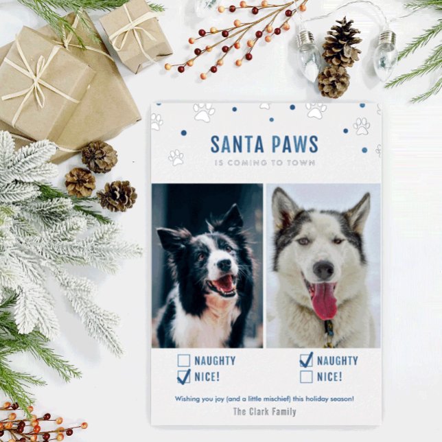 Paniers en argent et Père Noël bleu deux Cartes ph (Créateur téléchargé)