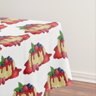 Panna Cotta Fresh Fruit Italian Food Dessert Tablecloth