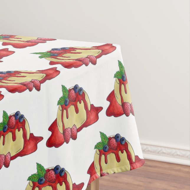 Panna Cotta Fresh Fruit Italian Food Dessert Tablecloth (In Situ)