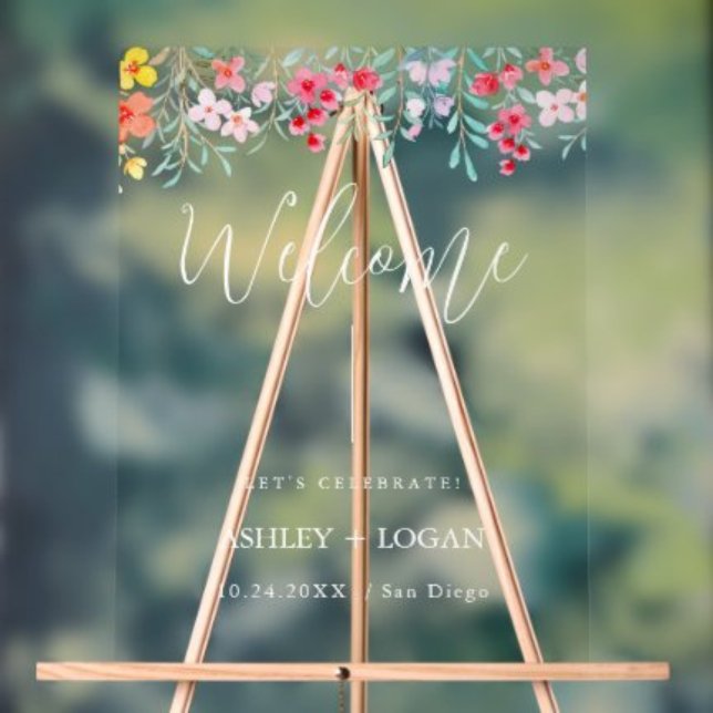 Panneau acrylique de bienvenue du Mariage floral (Créateur téléchargé)