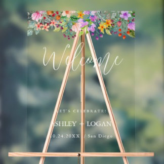 Panneau acrylique de bienvenue du Mariage floral