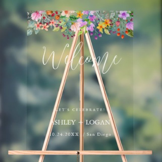 Panneau acrylique de bienvenue du Mariage floral (Créateur téléchargé)