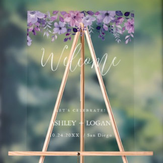 Panneau acrylique de bienvenue du Mariage floral