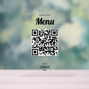 Panneau acrylique du code QR du menu professionnel