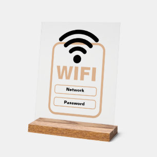 Panneau acrylique WiFi réseau et support d'afficha