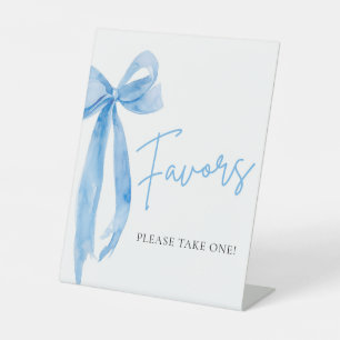 Panneau Aquarelle Elegant Dusty Blue Bow Faveurs
