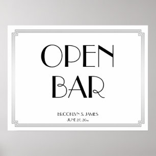 Panneau Art Déco Gatsby Silver Mariage Open Bar Si