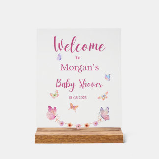 Panneau Baby shower d'accueil papillon