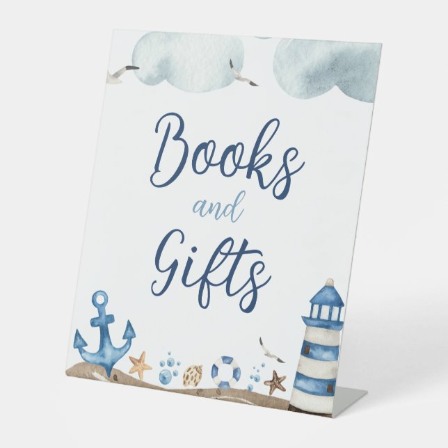 Panneau Baby shower Livres Et Cadeaux Nautiques (Recto)