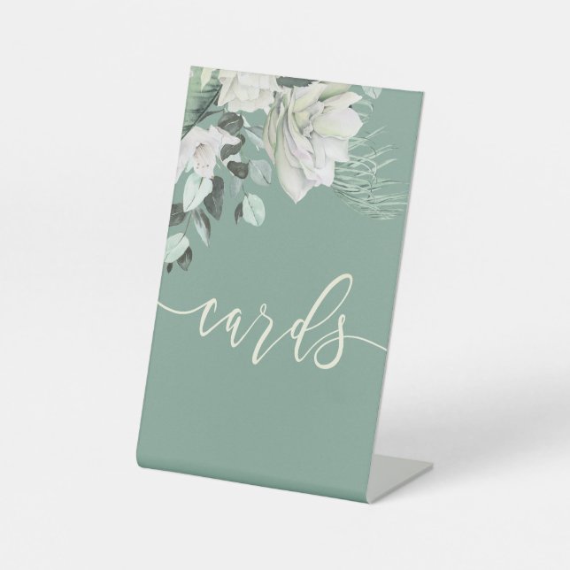 panneau blanc de cartes de bouquet vert (Recto)