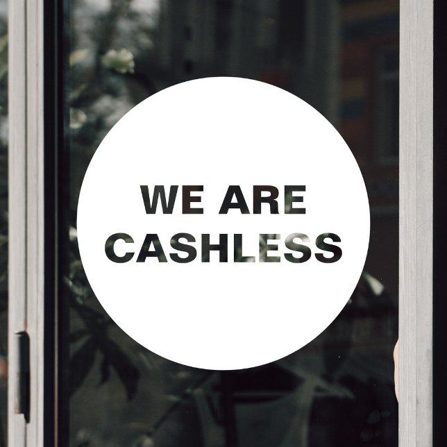 Panneau blanc rond pour entreprises sans espèces T (Credit Card Only Cashless Business Round White Window Cling
)