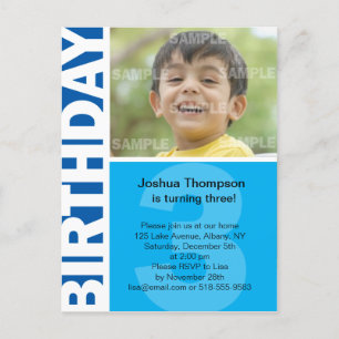 Panneau Bleu 3e Invitation d'anniversaire