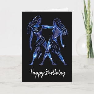Panneau bleu Gemini Carte d'anniversaire