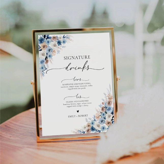 Panneau Boho bleu Signature Boissons (Créateur téléchargé)