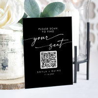 Panneau Boho QR noir Mariage acrylique Sièges