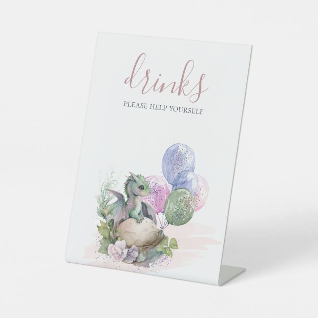 Panneau Boissons de Baby shower Little Dragon (Recto)