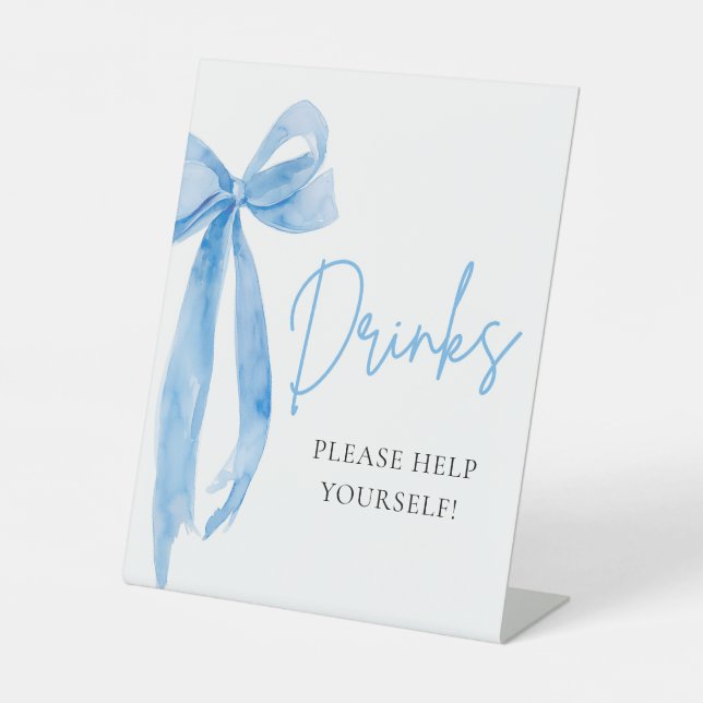 Panneau Bow Bow Elegant Dusty Blue Watercolor (Recto)