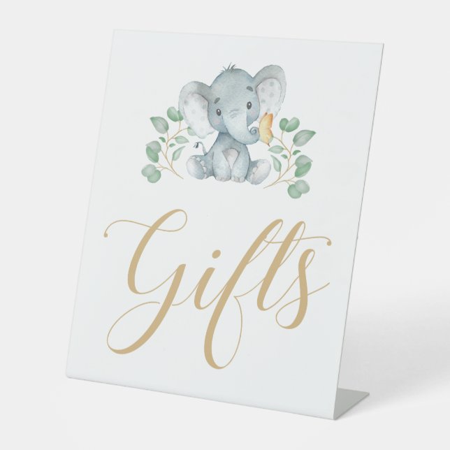 Panneau cadeau Baby shower éléphant (Recto)