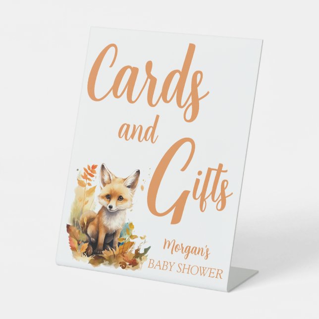 Panneau Cadeaux de Baby shower Woodland Fox (Recto)