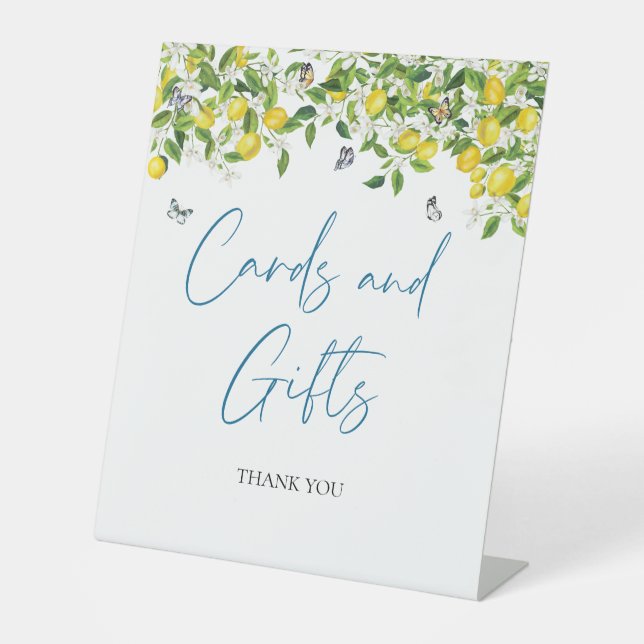 Panneau Cartes et cadeaux | Fête des mariées citro (Recto)
