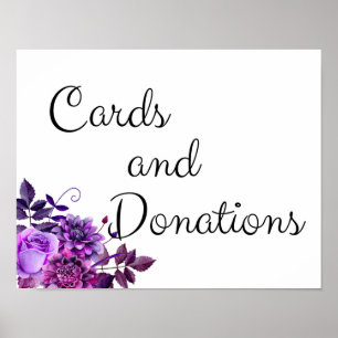 Panneau cartes et dons. Impression de mariage viol