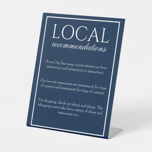Panneau Classique Simple Bleu Recommandations Loca (Recto)
