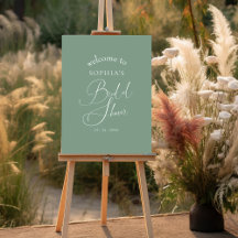 Panneau de Baby Shower Élégant Minimaliste Vert Sa